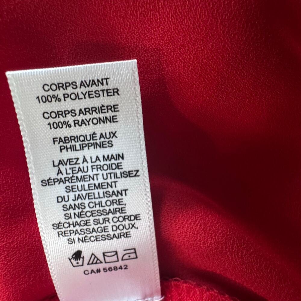 EXPRESS  Red Chiffon‎ Lightweight Sleeveless Zipper Detail Top Blouse Sz XS - Picture 8 of 9